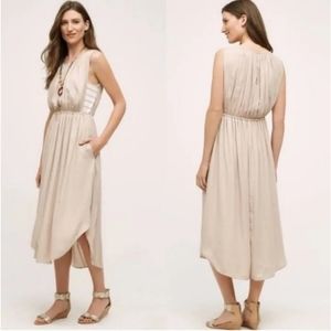 Dolan Anthropologie Cream and Tan Midi Dress